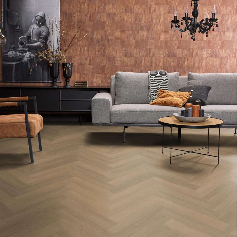 Floorlife YUP Sutton herringbone dryback warm natural
