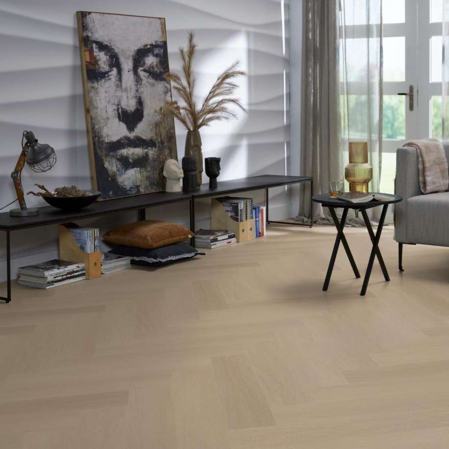 Floorlife YUP Fulham herringbone dryback smoky
