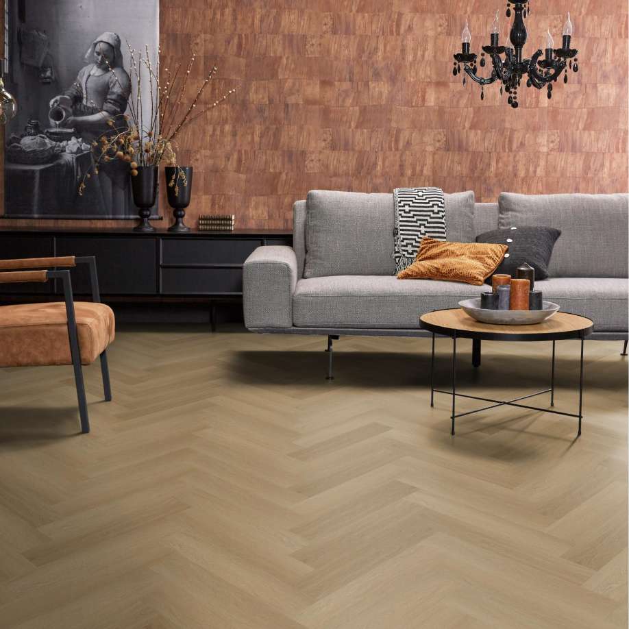 Floorlife YUP Fulham herringbone dryback warm oak