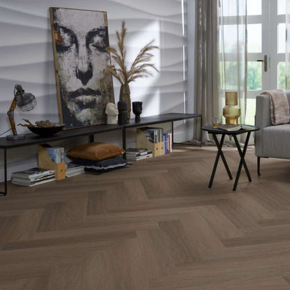 Floorlife YUP Fulham herringbone dryback brown