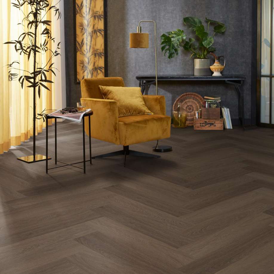 Floorlife YUP Fulham herringbone dryback brown