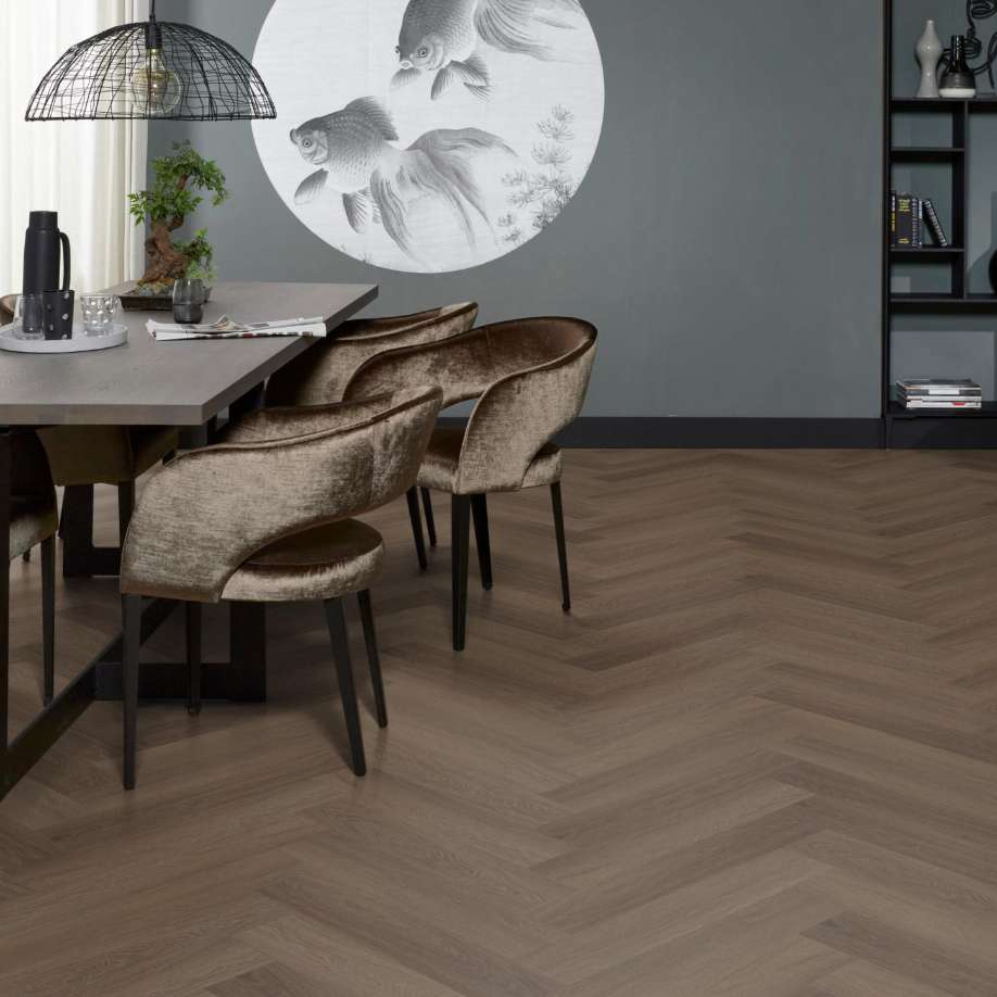 Floorlife YUP Fulham herringbone dryback brown