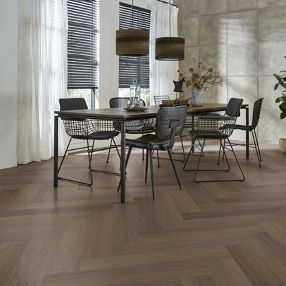 Floorlife YUP Fulham herringbone dryback brown