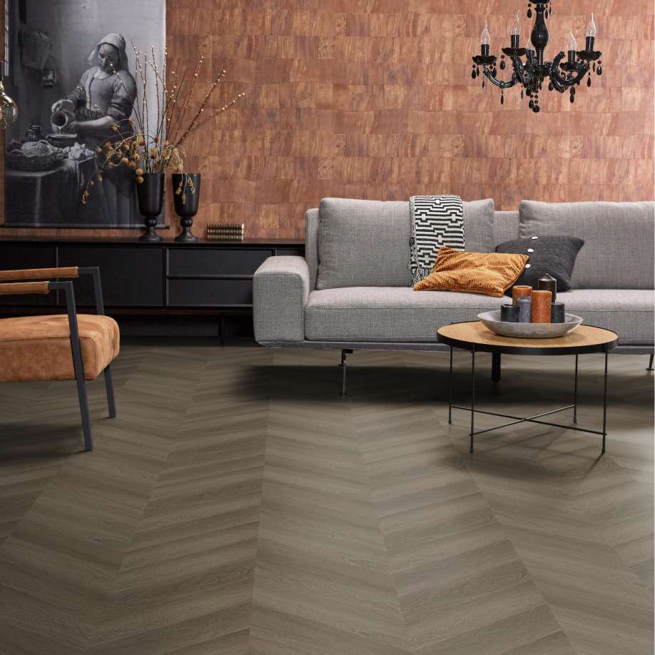 Floorlife YUP Fulham chevron dryback brown