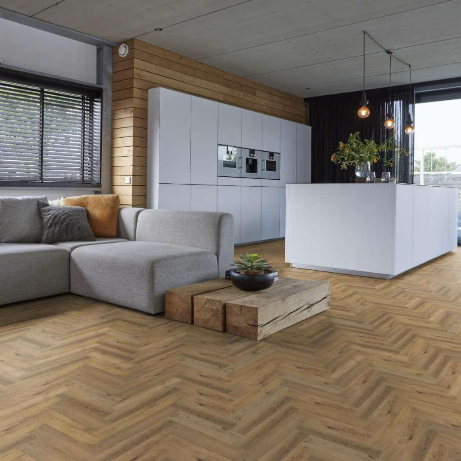 Floorlife YUP Herringbone dryback dark oak