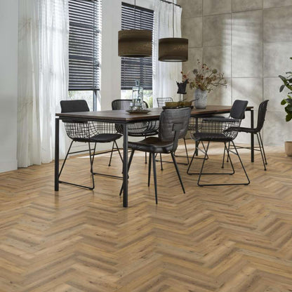 Floorlife YUP Herringbone dryback dark oak