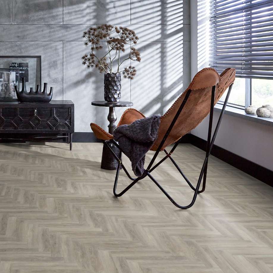 Floorlife YUP Herringbone dryback light grey