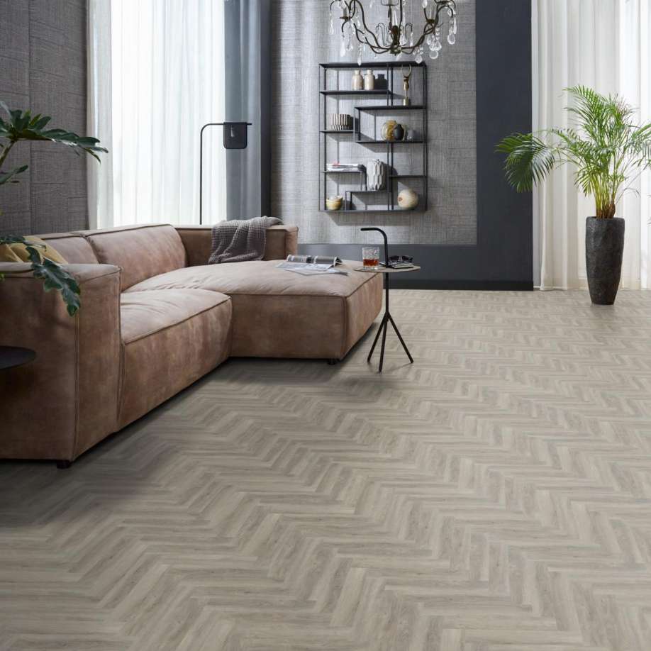 Floorlife YUP Herringbone dryback light grey
