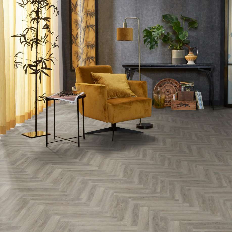 Floorlife YUP Herringbone dryback light grey