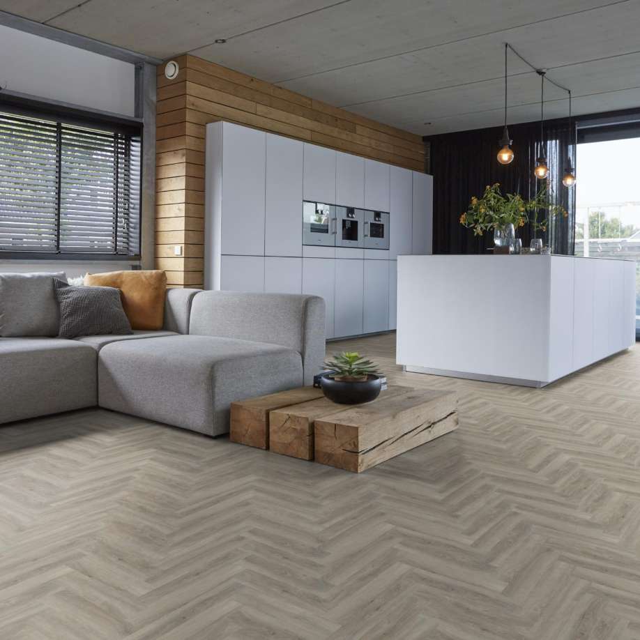 Floorlife YUP Herringbone dryback light grey