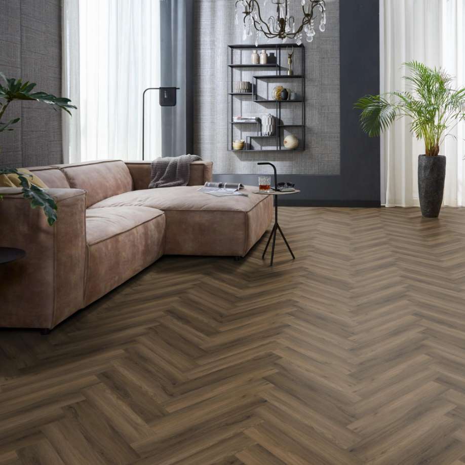 Floorlife YUP Herringbone dryback warm brown