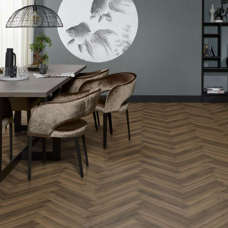 Floorlife YUP Herringbone dryback warm brown
