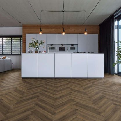 Floorlife YUP Herringbone dryback warm brown