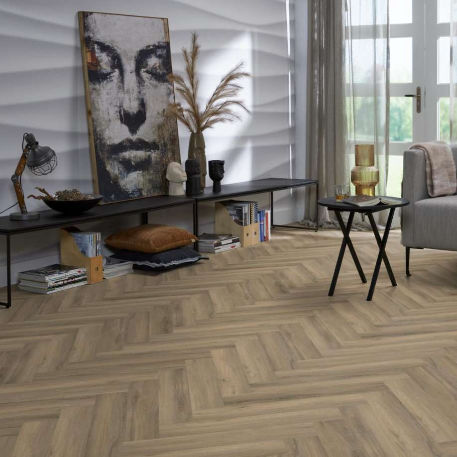 Floorlife YUP Herringbone dryback light brown