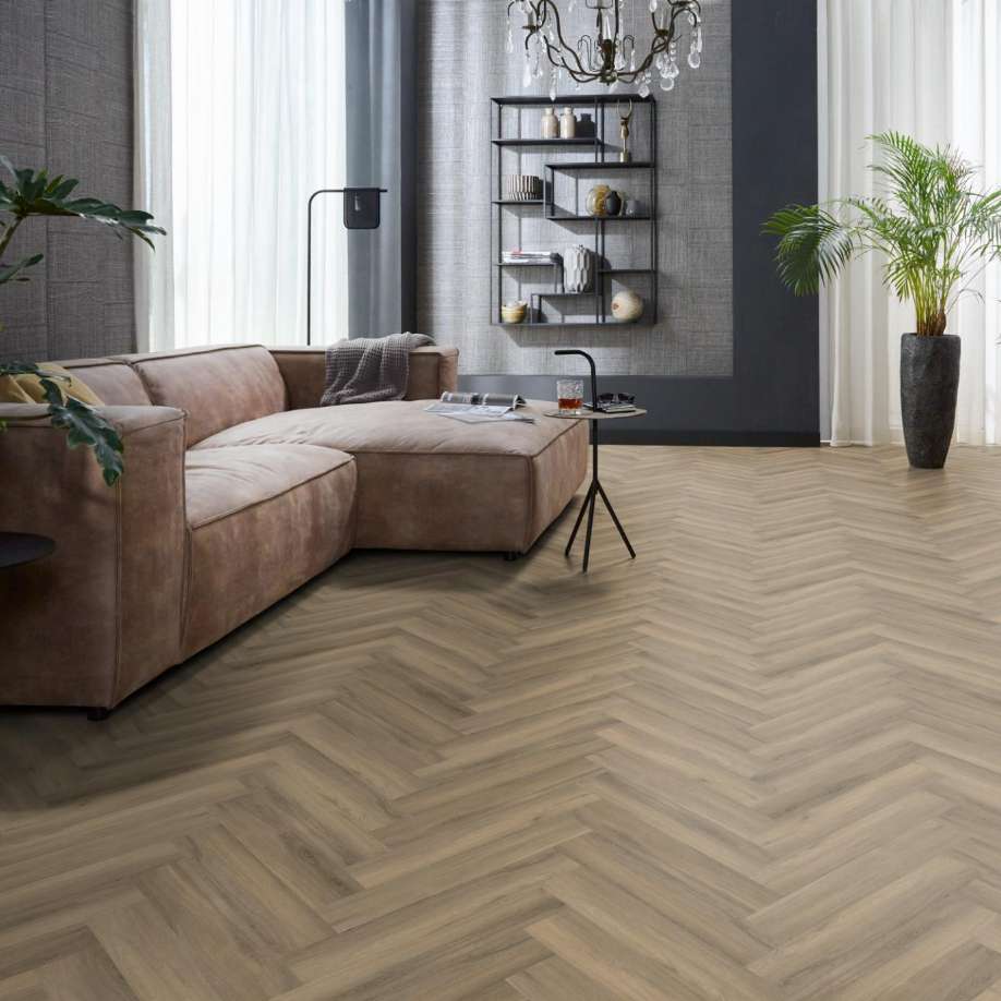 Floorlife YUP Herringbone dryback light brown