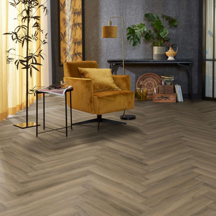 Floorlife YUP Herringbone dryback light brown