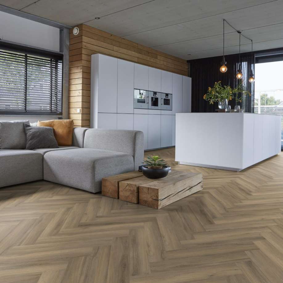 Floorlife YUP Herringbone dryback light brown