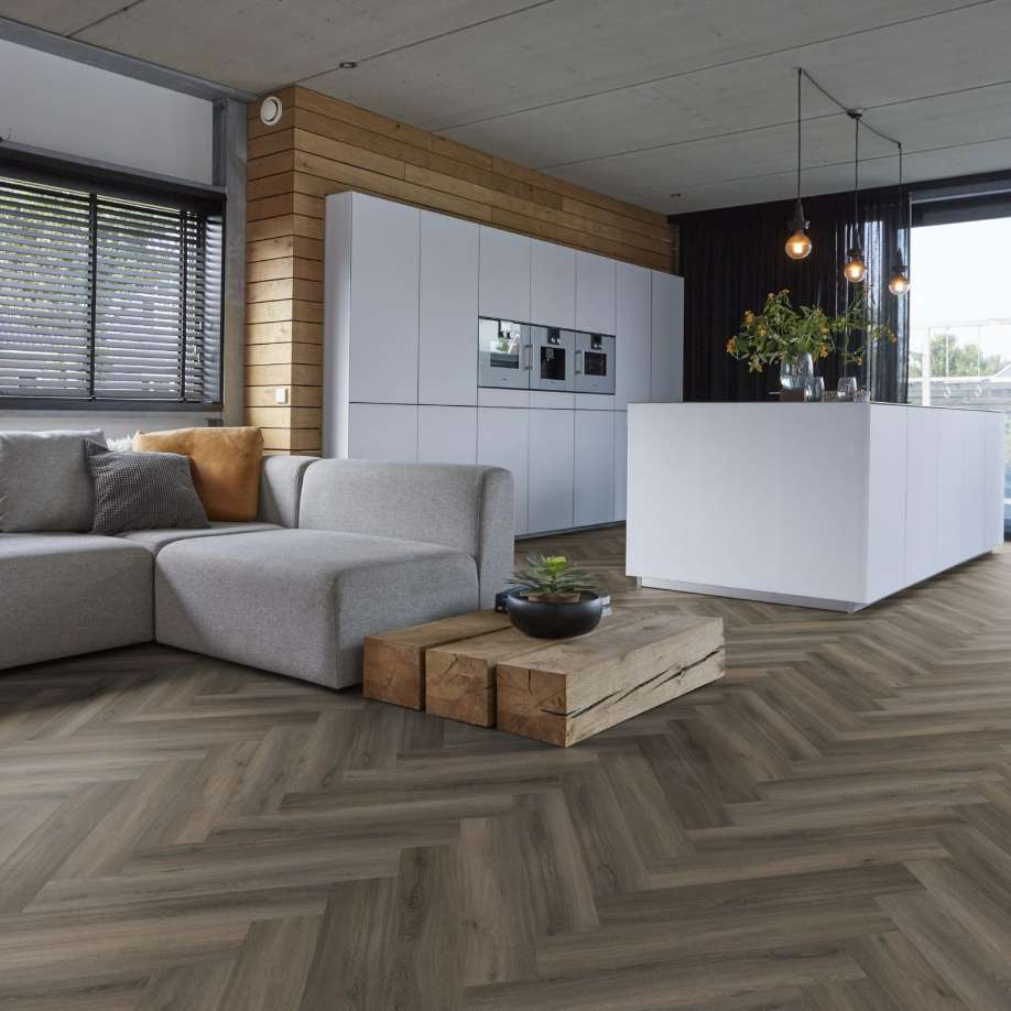 Floorlife YUP Herringbone dryback dark grey