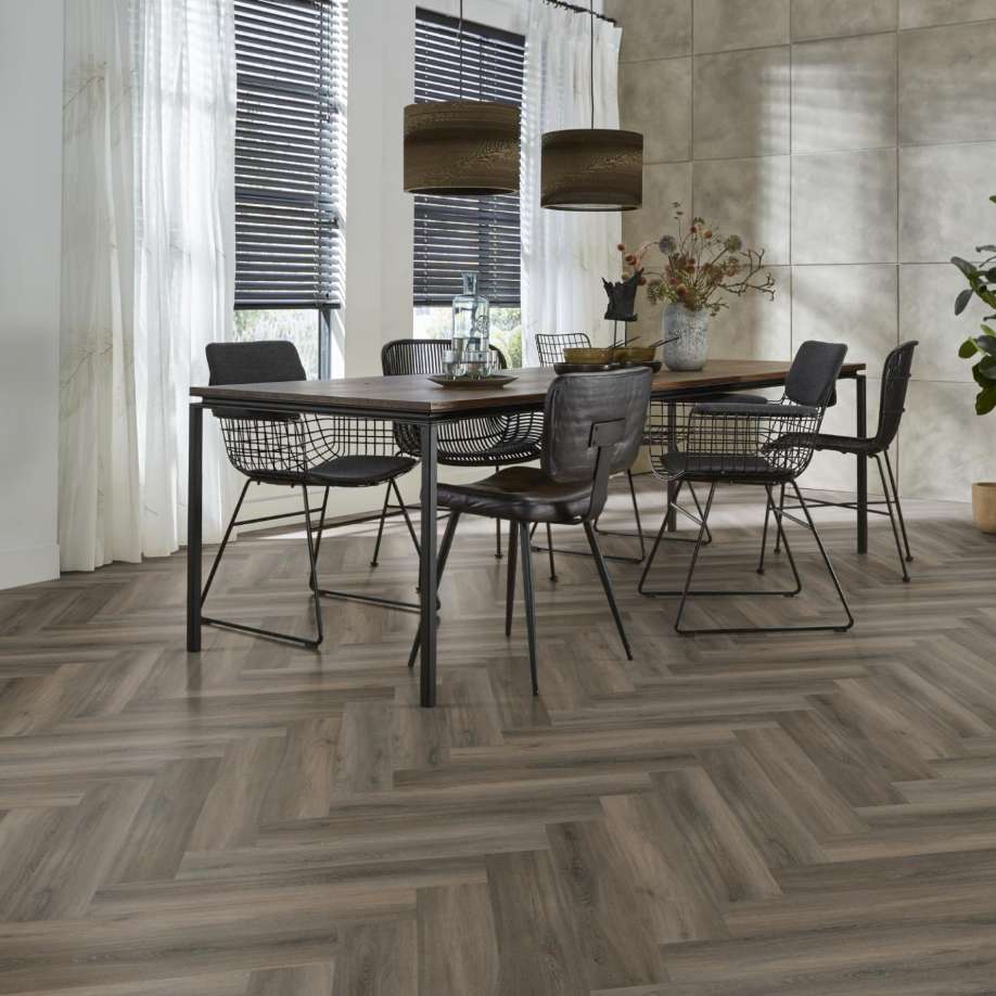 Floorlife YUP Herringbone dryback dark grey