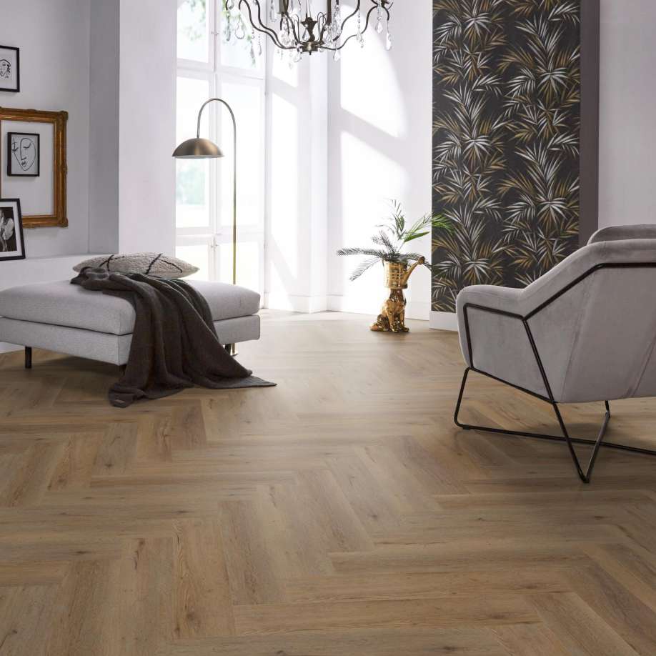 Floorlife YUP Leyton herringbone dryback smoky