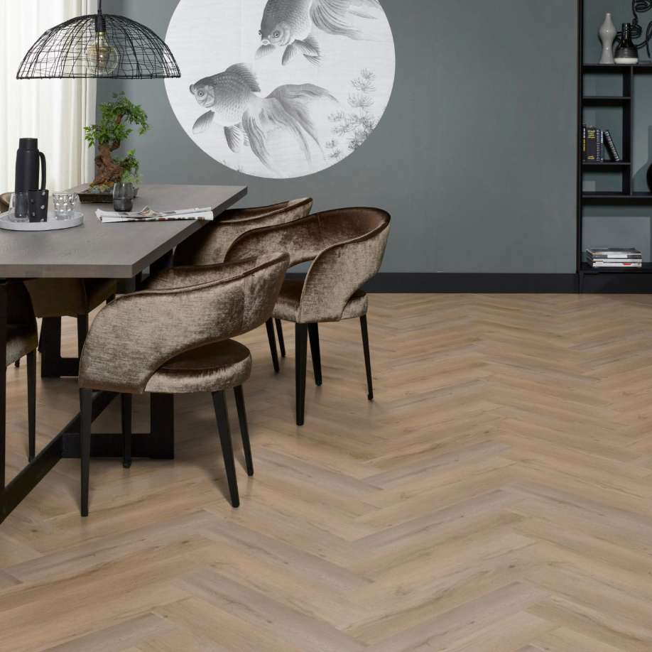 Floorlife YUP Leyton herringbone dryback natural oak