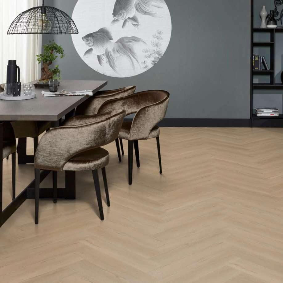 Floorlife YUP Leyton herringbone dryback beige
