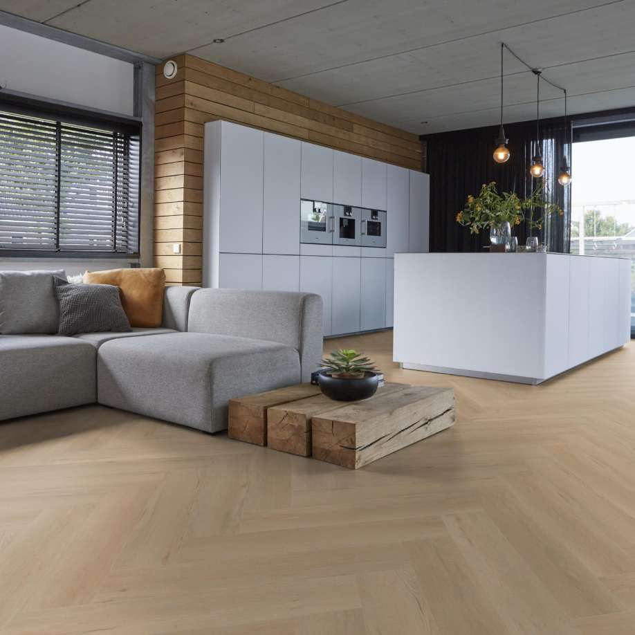 Floorlife YUP Leyton herringbone dryback beige